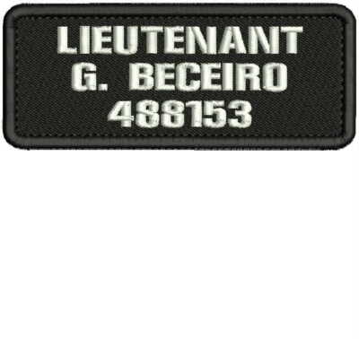 L I E U T E N A N T EMB PATCH 2X5 HOOK ON BACK BLACK/WHITE