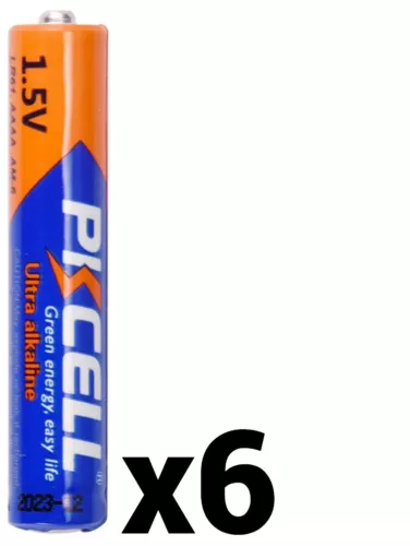 6 SIX PKCELL AAAA ALKALINE BATTERIES 1.5V LR61 EN96 MN2500 BRAND NEW EXP 2034