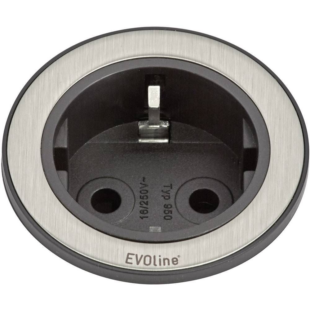 EVOline 159280001100 Multipresa ad incasso 1 parte acciaio inox, Nero 1 pz.