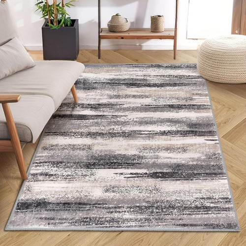 Modern Abstract Hallway Runner Rug Grey Washable Non-Slip Abstract Carpet Runner - Picture 8 of 13