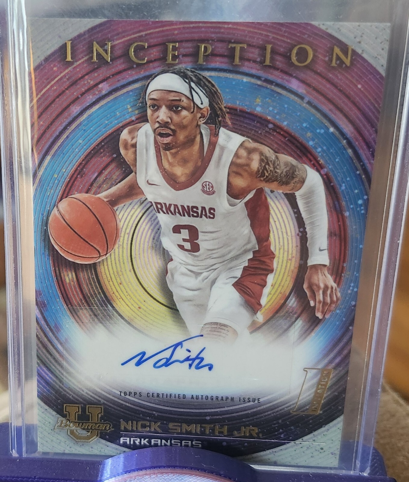 2022-23 Bowman U Inception Nick Smith Jr. 1st Initiation Auto Arkansas