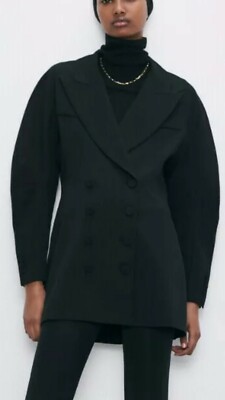 zara black double breasted blazer