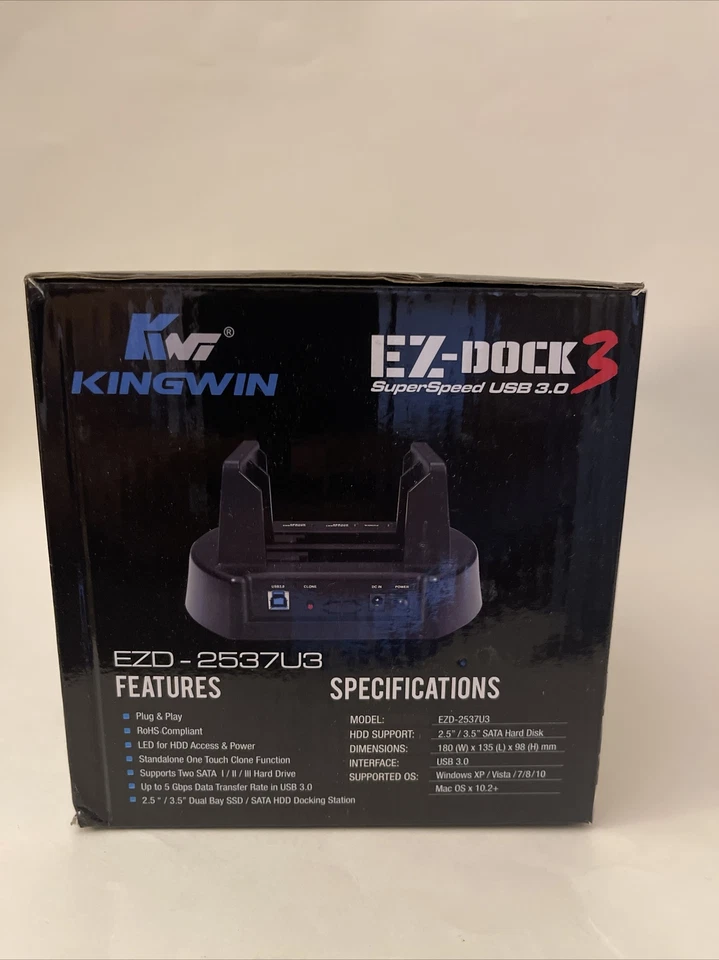 Kingwin EZD-2537U3 Dual-Bay 2.5/3.5inch SATA HDD & SSD Docking Station - Image 2 of 4