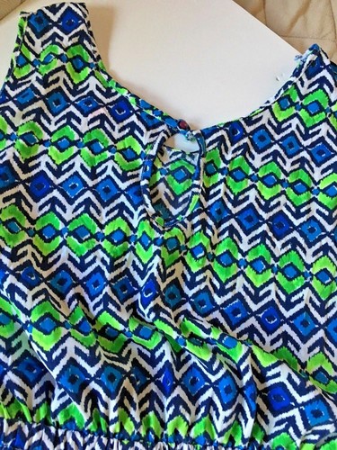 Women's Romper Blue Aztec Elastic Waist with Skirt 23" waist 26" Length 017-73 - Picture 2 of 10