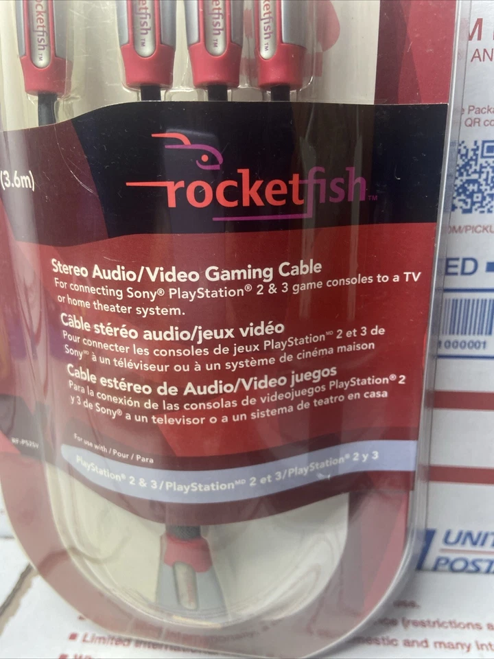Rocketfish Stereo Audio/Video Gaming Cable 12ft for PS2 and PS3 (Red and Gray) - Image 3 of 4