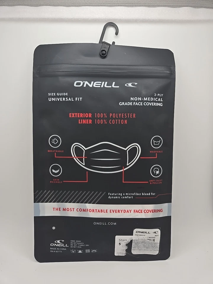 Cobertura facial O'Neill Patriotic EUA ajuste universal adulto - reutilizável nova na embalagem - Imagem 4 de 4