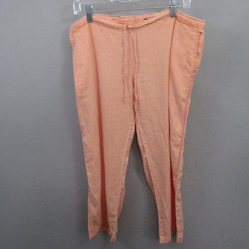 Mossimo Womens Cropped Pants Size S Orange Peach Linen Lightweight Pocket