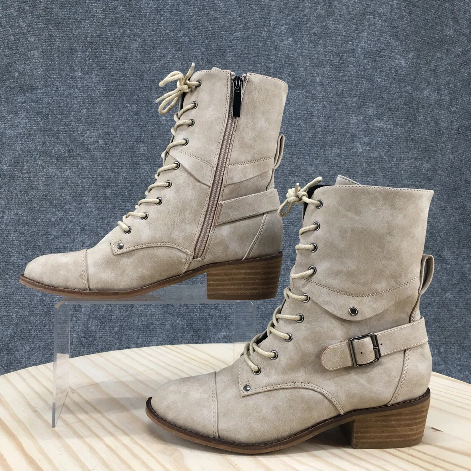 Botas femininas Hey Girl By Corkys 6 Hocus Pocus com cadarço zíper salto botinha marrom - Imagem 2 de 4