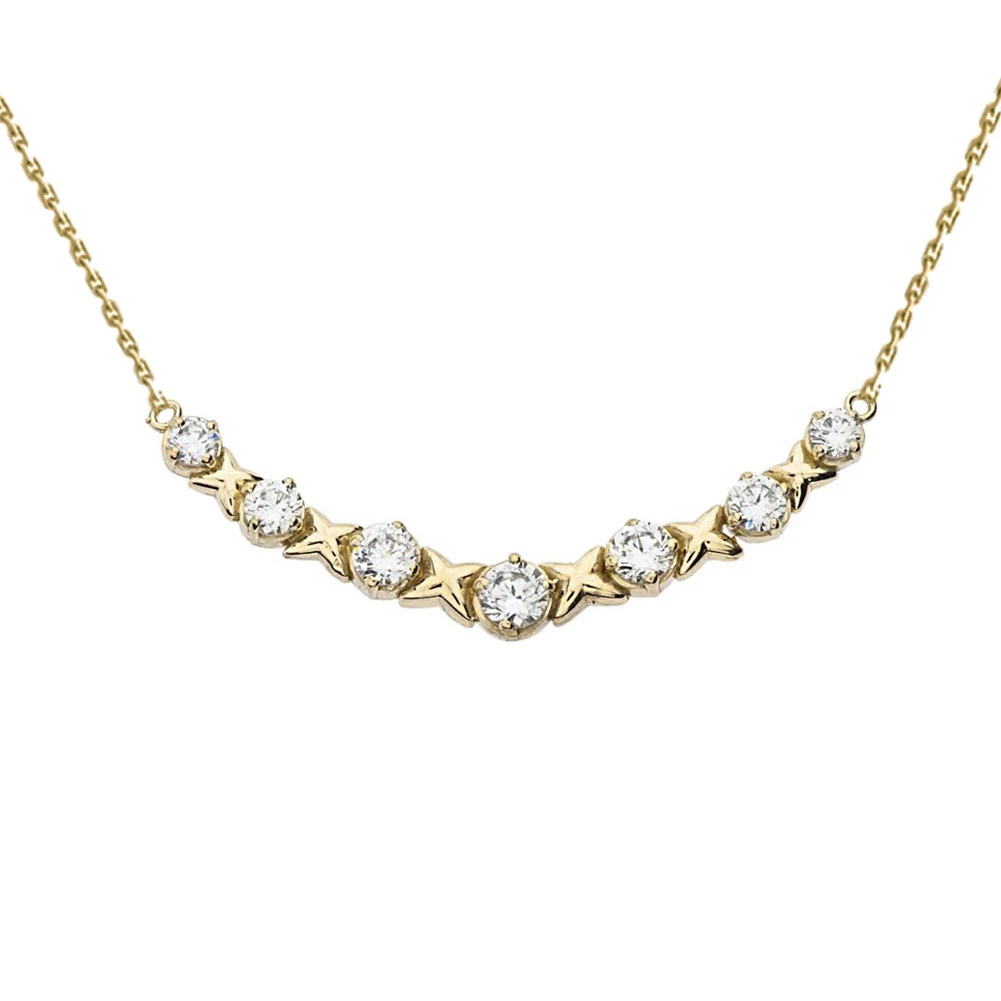 1.00 CTW XOXO Necklace in 14k Yellow Gold