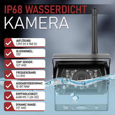 Auto XS Rückfahrkamera Komplett-Set: 4x Rückfahrkamera + Split Quad Monitor Für LKW & Auto – 9 Zoll, Nachtsichtfähig Monitor Für Rückfahrkamera