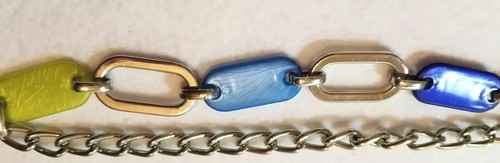 1970s Mod Green & Blue Beaded Chain Belt - 34" Adjustable Lobster Clasp - Picture 2 of 3