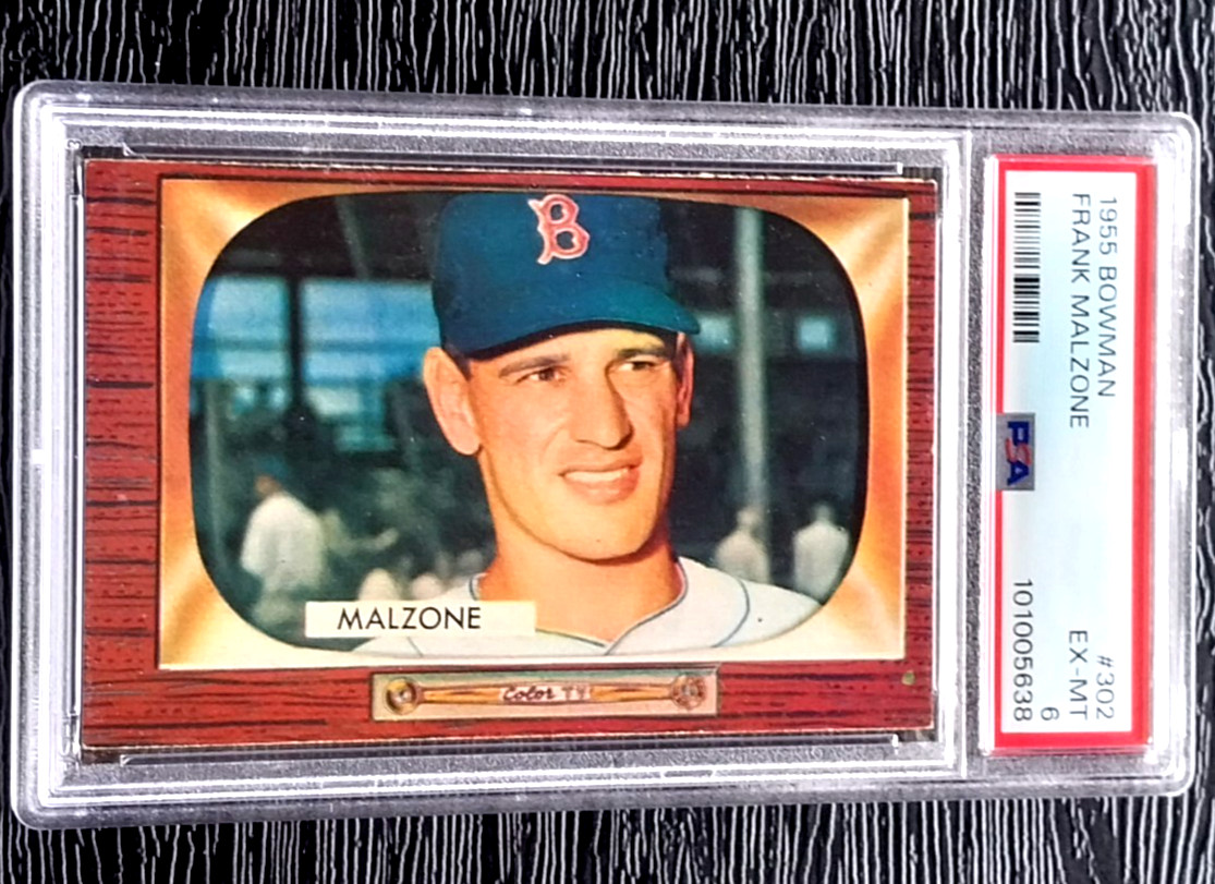 1955 BOWMAN FRANK MALZONE ROOKIE BASEBALL CARD #302 **STUNNING CARD** PSA 6 EXMT