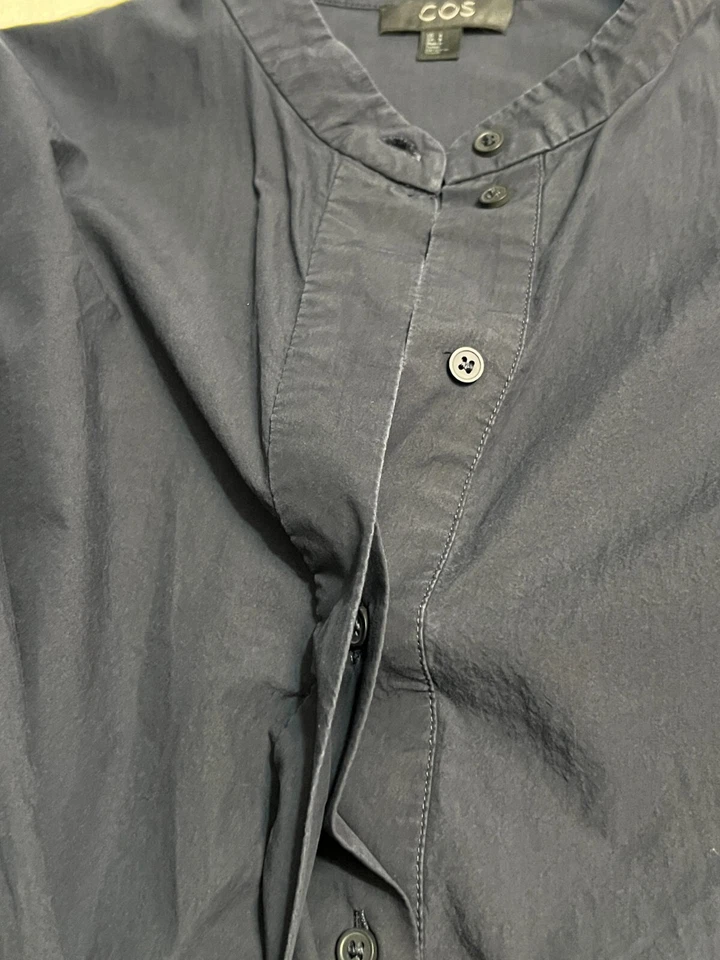 COS темно-синий рубашка платье США 6 длинным рукавом скандинавский минималистский Midi офис классический - Изображение 3 из 4