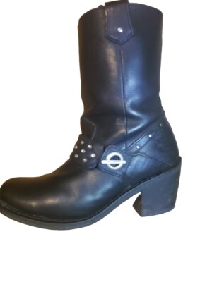 Harley-Davidson ブーツ HARLEY DAVIDSON WOMEN'S 84359 BLACK LEATHER SIDE ZIP MOTORCYCLE