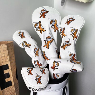 New Little Tiger Series Golf Driver Wood Hybrid Putter Iron Club Cover Magnetic