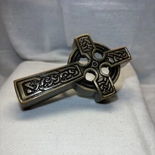 LIFE SYMBOLS - CELTIC CROSS - BATESVILLE CASKET DECORATION--HAND-PAINTED METAL