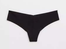 American Eagle Aerie No Show Smoothez Thong Panties MEDIUM Solid Black New