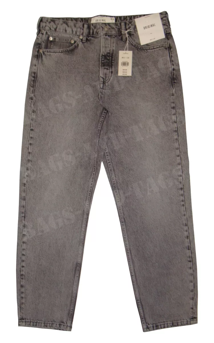 TOPMAN Mens Grey Acid Wash Original Jeans 32S 32R 32L 34S 34R 34L BNWT RRP 45