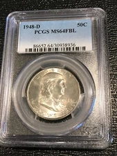 A MS64FBL PCGS 1948 D FRANKLIN SILVER HALF DOLLAR-JAN102