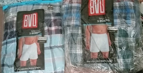 NOS BVD Classic Styling Boxers Men's Size MEDIUM 34-36, 2 Packs of 3 Relaxed Fit