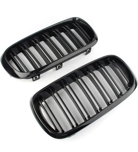 Front Kidney Grill Grille For 2014-2018 BMW X5 F15 X6 F16 Gloss Black Dual Line - Picture 4 of 9