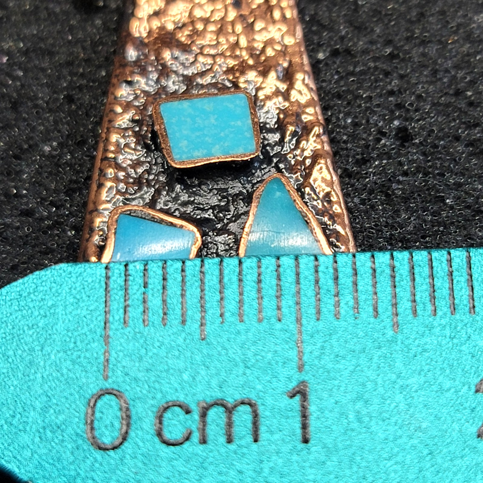 Vintage Solid Copper & Stabilized Turquoise Earri… - image 8