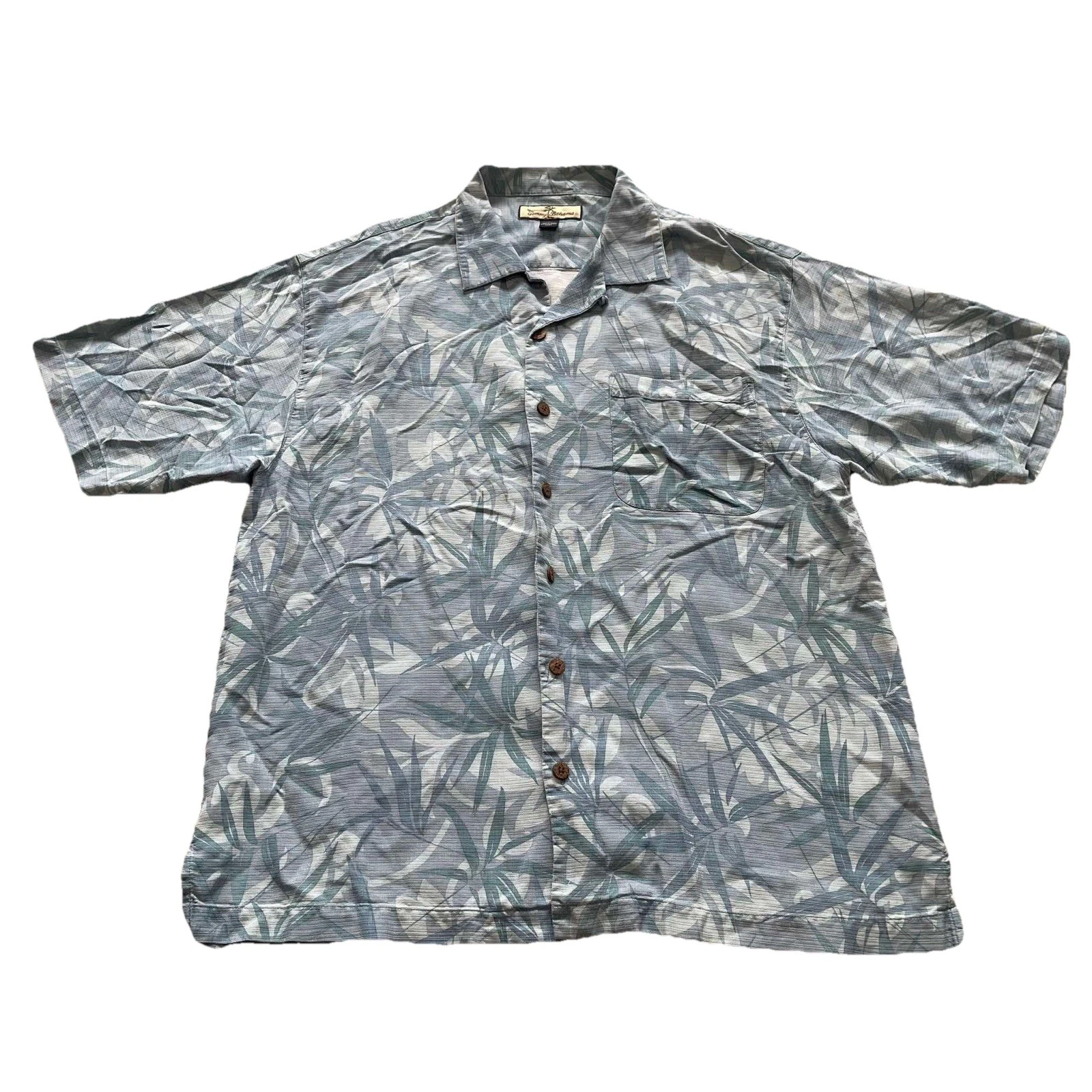 Tommy Bahama Silk Camp Shirt Tropical Floral Pattern Size Large