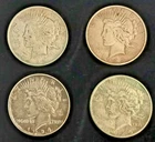 lot of four Peace dollars  Philadelphia 1922, 1923, 1924, 1925 coins