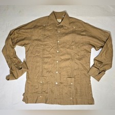 100 Linen Guayabera Shirt Cuban Wedding Shirt Traditional Tranquilo Gold XL