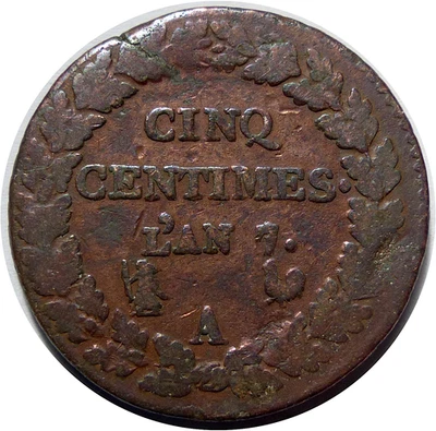 🇫🇷 5 Centimes Dupré L'an 7/5 A Paris - Photo 1/2
