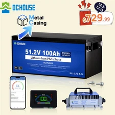 DC HOUSE 48V 100Ah Lithium Lifepo4 Golf Cart Battery Metal Case with 18A Charger