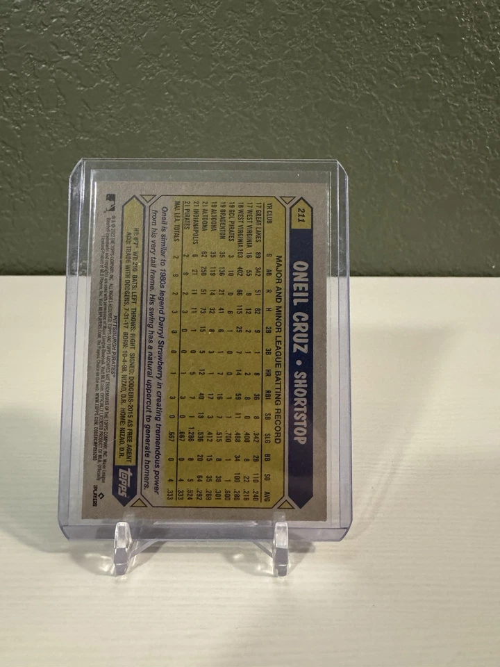 2022 Topps Archives - 1987 Topps Design Image Variation Oneil Cruz #211 (RC) - Image 2 of 2