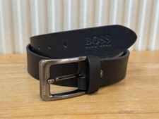 New Hugo Boss Black Leather Belt With Metal Buckle 32"34"36"38”40"42”44”46”