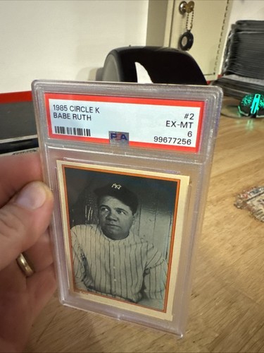 Babe Ruth Baseball Card PSA 6 Vintage NYC New York Yankees Circle K Bambino 1985 - Foto 3 di 13