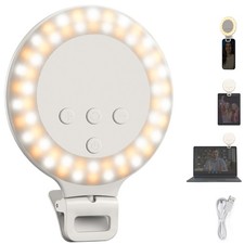 NEEWER 3.8" Ring Light, 3W Clip On, iPhone/Laptop, 3 Modes CRI80, 600mAh, NR5