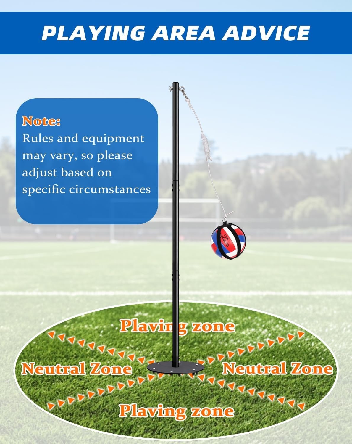 Tetherball Set with Ball Protector, Outdoor Game Equipment, New