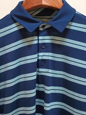 Under Armour Polo Shirt Mens XL Blue Stripe HeatGear Loose Golf Performance