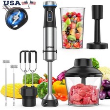 Handheld Immersion Blender 6 in 1 15 Speed Electric Frother Chopper Whisk Mixer