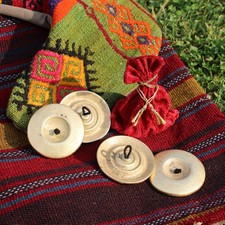 Hand-Hammered Brass Finger Cymbals Set of 4 - Heavy Stage Quality, 2.25"  3