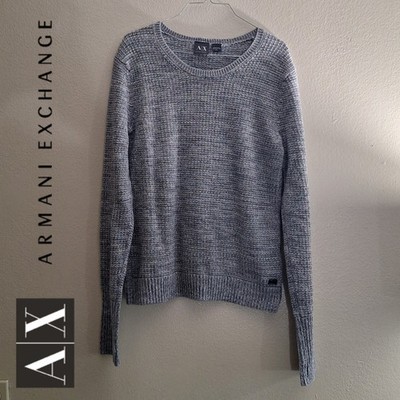 Armani Exchange A|X Men's Long Sleeve Knit Pullover Sweater Medium Gray Preppy
