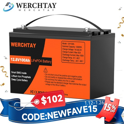 #ad #ad 12V 100Ah LiFePO4 Lithium Battery BMS Deep Cycle for RV Marine Solar Off grid $120.99