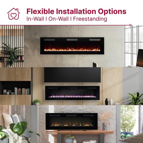 Dimplex Sierra 48 Optiflame Media Wall Fireplace 48"/122cm Glass Electric Fire - Picture 2 of 10