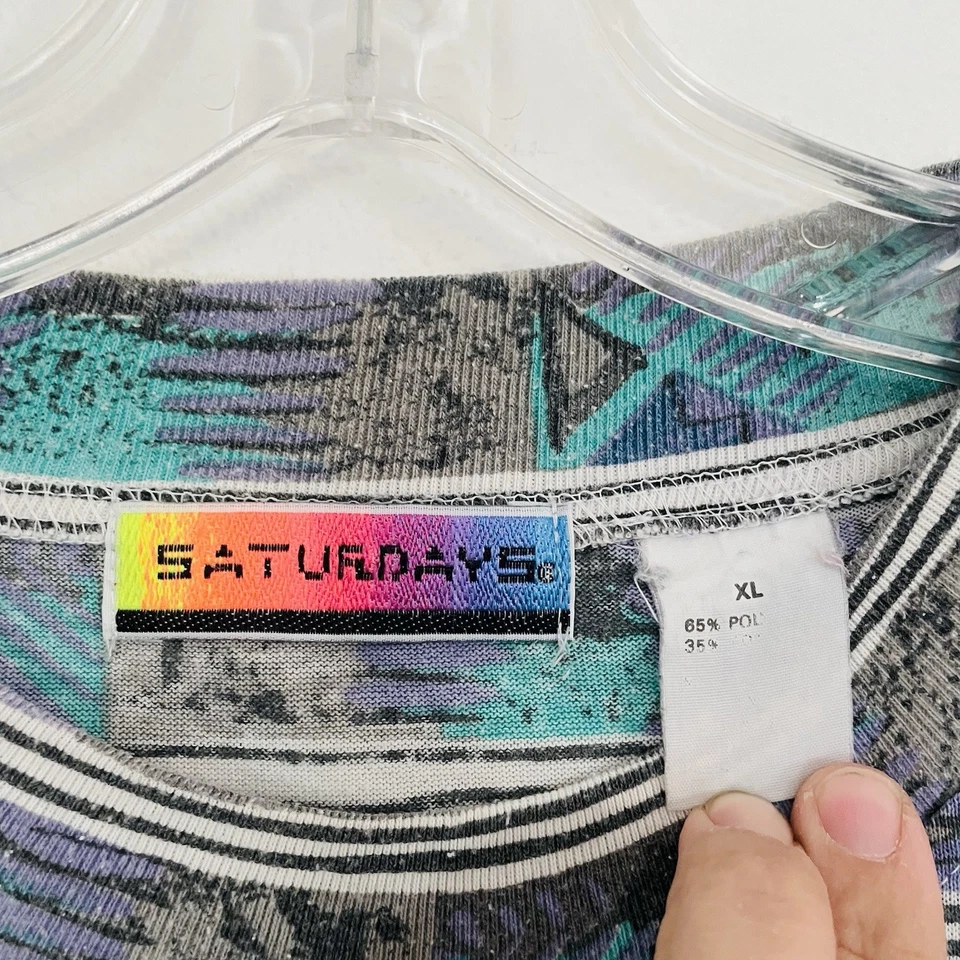 Винтажная футболка для коньков с коротким рукавом Rate 90-е 80-е субботы серфинг полоса ацтекская синяя XL - Изображение 2 из 4