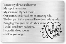 Engraved Metal Wallet Insert Card – Anniversary, Love Note, Deployment Gift