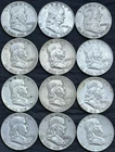 Roll of 12 Circulated 1940s-1960s Franklin Half Dollar 90% Silver Coins
