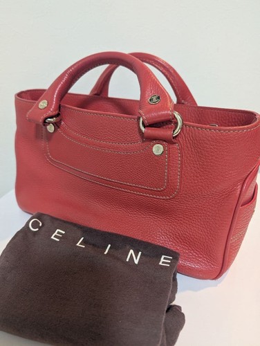 CELINE Handbag Orange Red Leather Women's Pre-owned From Japan
