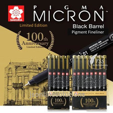 Limited Edition Sakura Pigma Micron Black Barrel Stationery Pack of 5 or 8