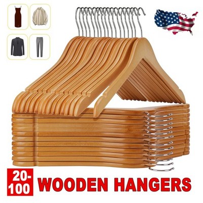 Wooden Hangers Pack of 10 20 50 100 Suit Hangers Premium Natural Finish Home