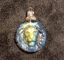 Glass Lion head pendant hand made art piece USA Made