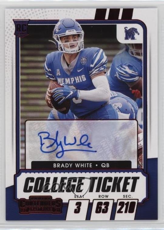 2021 Contenders Draft Picks Game Ticket Red Brady White #222 Rookie Auto RC s1i
